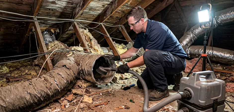Storm-Damaged Attic Duct Cleaning in Union City