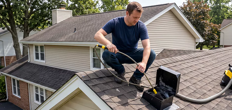 Multi-Story Roof Dryer Vent Cleaning in Union City